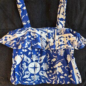 Blue & white stars & seashell tank top, Size 8, Stockholm Atelier